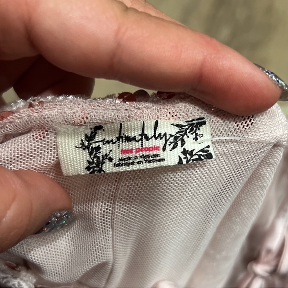 Free People That Girl Baby Pink Sequin Mini Slip Dress. Size: Large - Picture 7 of 8